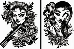 woman with gun tattoo idea