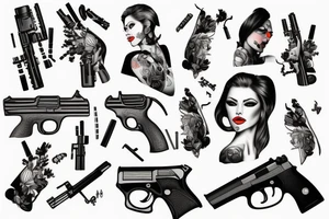 woman with gun tattoo idea