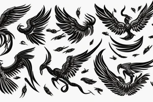 Combine a beautiful flying phoenix and a scorpion in the sketch tattoo idea