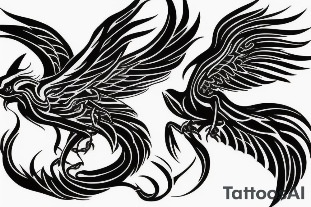 a beautiful flying phoenix and a scorpion tattoo idea