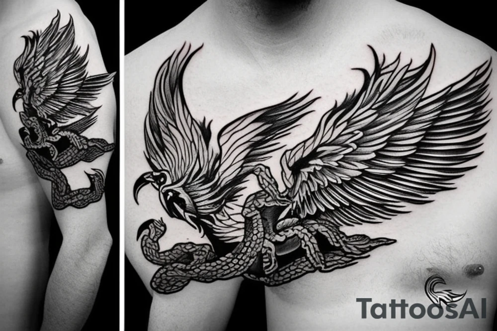 a beautiful flying phoenix and a scorpion tattoo idea