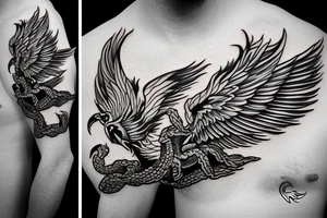 a beautiful flying phoenix and a scorpion tattoo idea