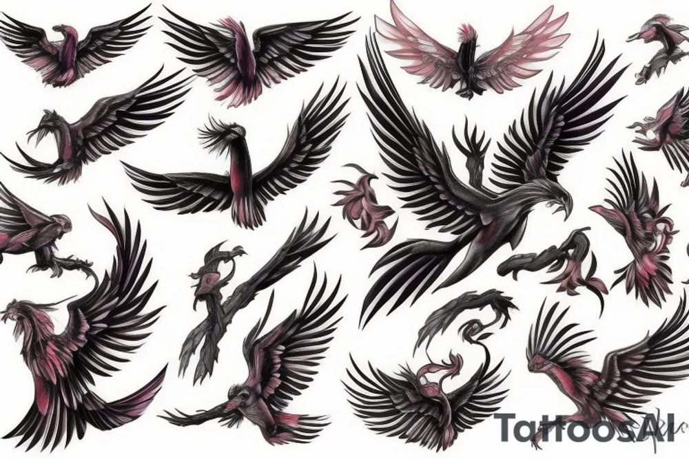 a beautiful flying phoenix tattoo idea