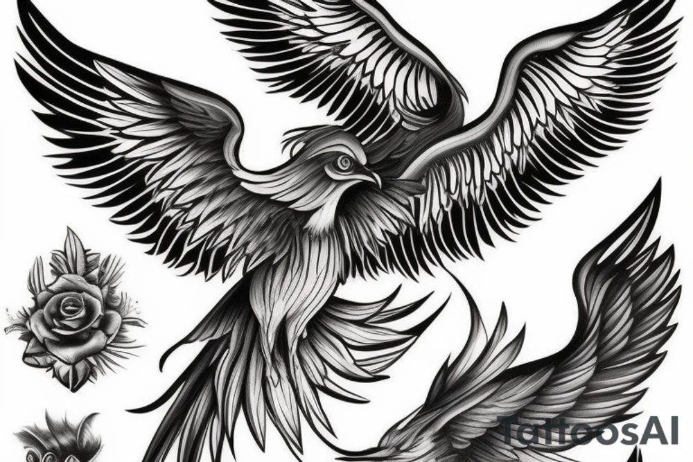 a beautiful flying phoenix tattoo idea