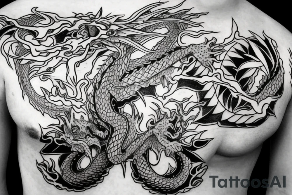 dragon from shoulder to chest tattoo idea