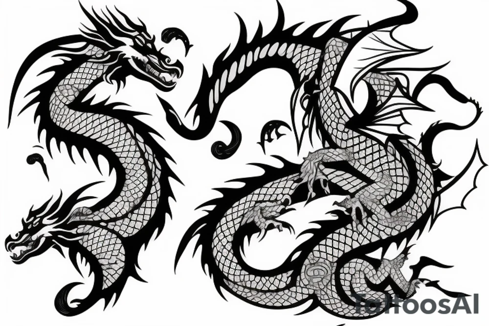 dragon from shoulder to chest tattoo idea