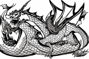Awkward dragon on hoard of video games tattoo idea