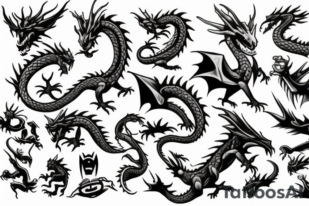 dragon on hoard of video games tattoo idea