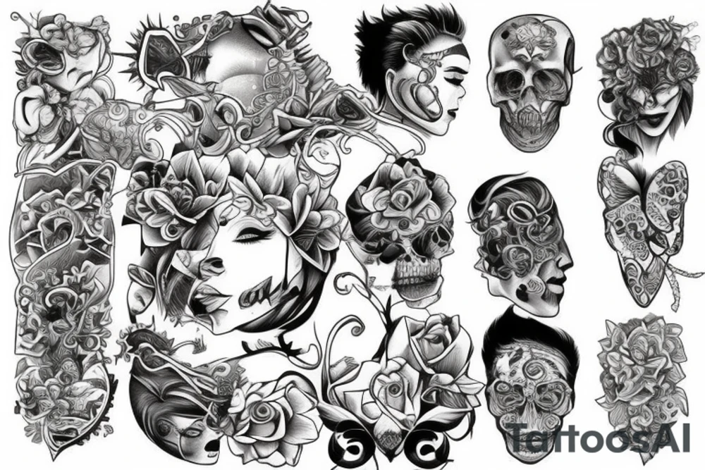 Various connecting lines tattoo idea