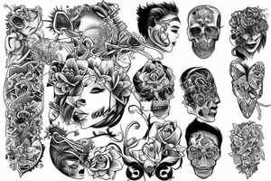 Various connecting lines tattoo idea