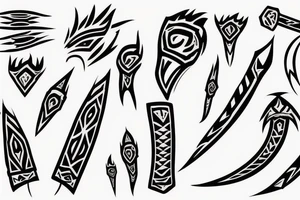 burning spears in tribal style tattoo idea
