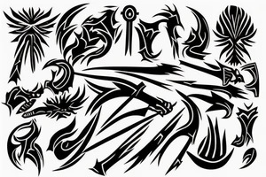 burning spears in tribal style tattoo idea
