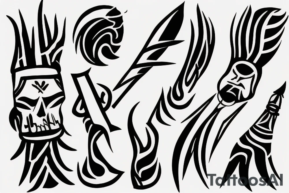 burning spears crossed each other tattoo idea