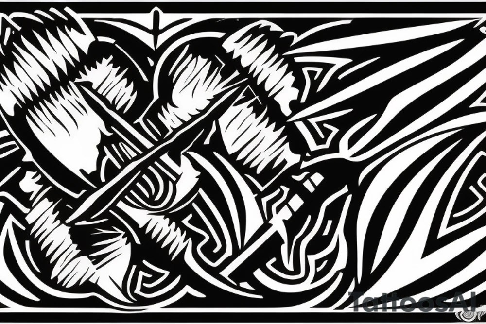 burning spears crossed each other tattoo idea