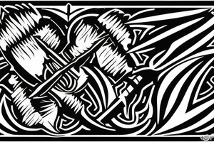 burning spears crossed each other tattoo idea