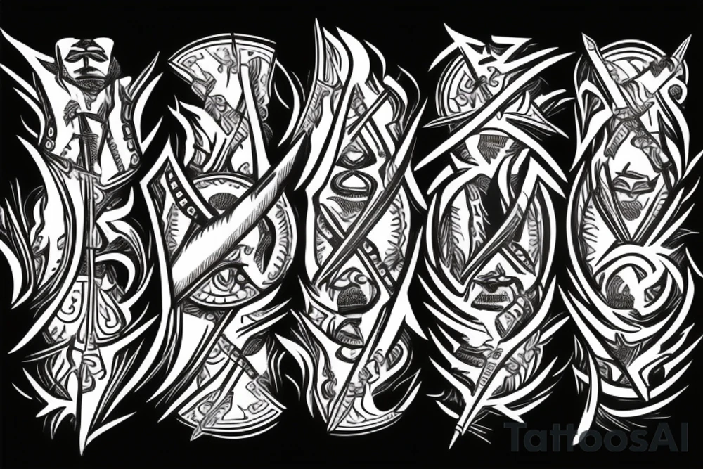 burning spears crossed each other tattoo idea