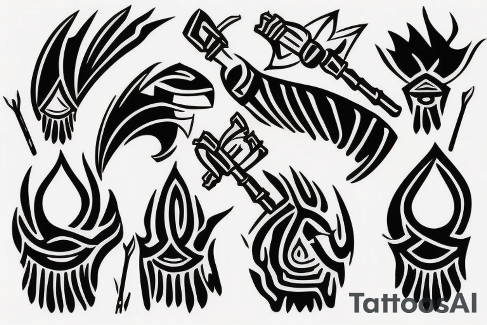 burning spears crossed each other tattoo idea
