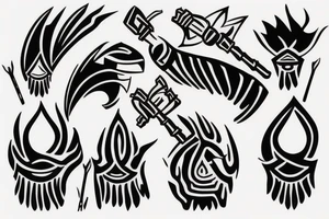 burning spears crossed each other tattoo idea
