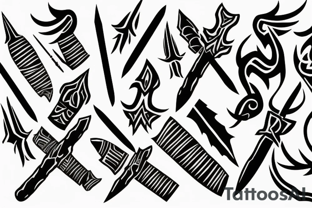 burning spears crossed each other tattoo idea