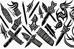 burning spears crossed each other tattoo idea