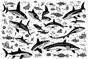 One Shark with elements of space and life tattoo idea