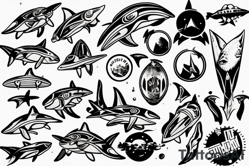 A space shark tattoo idea