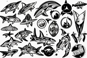 A space shark tattoo idea