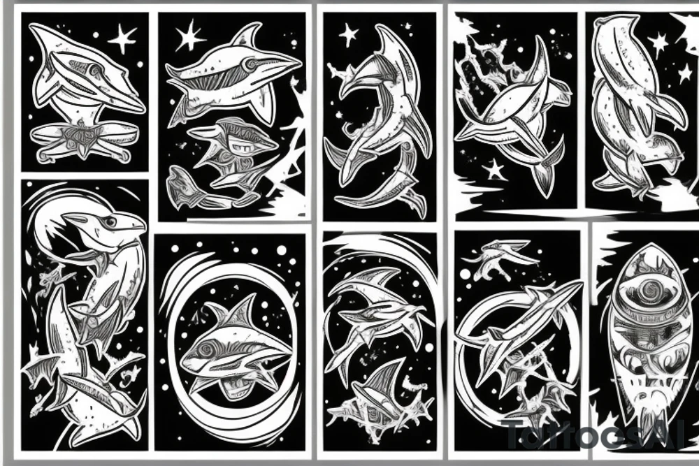 A space shark tattoo idea
