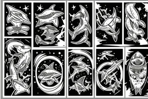 A space shark tattoo idea