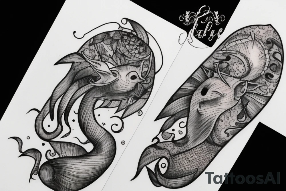 Sea goat and a lady tattoo idea