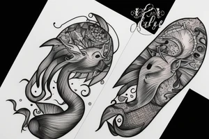 Sea goat and a lady tattoo idea