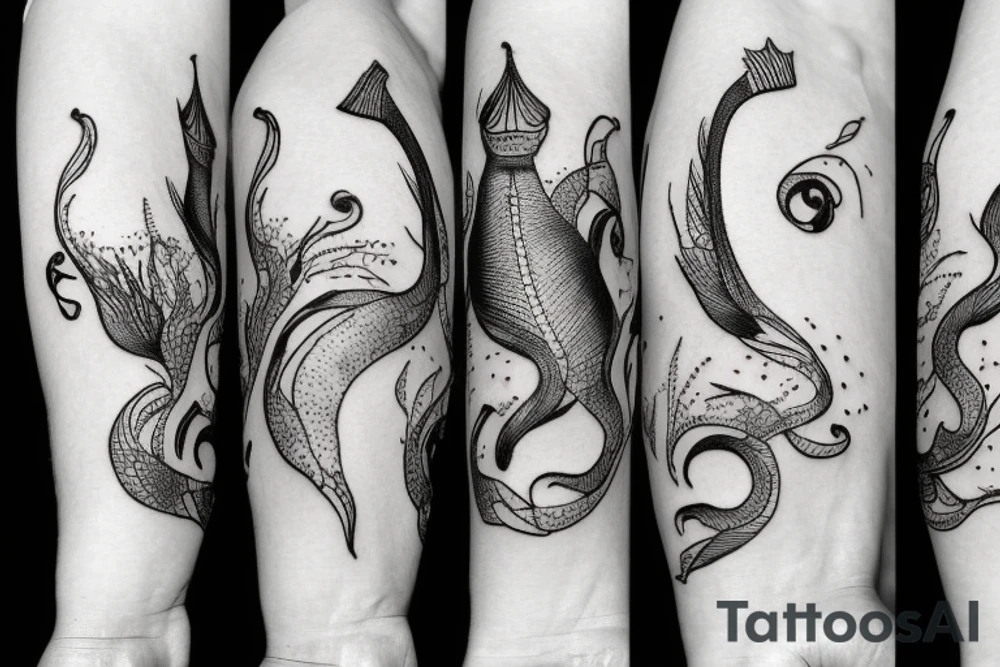 Sea goat and a lady tattoo idea