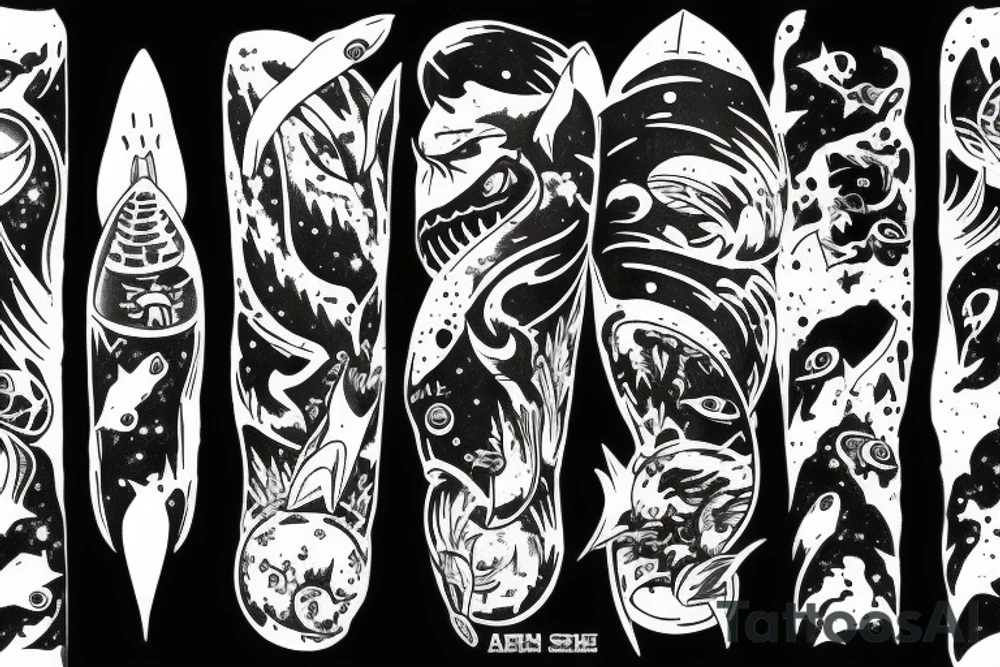A space shark tattoo idea