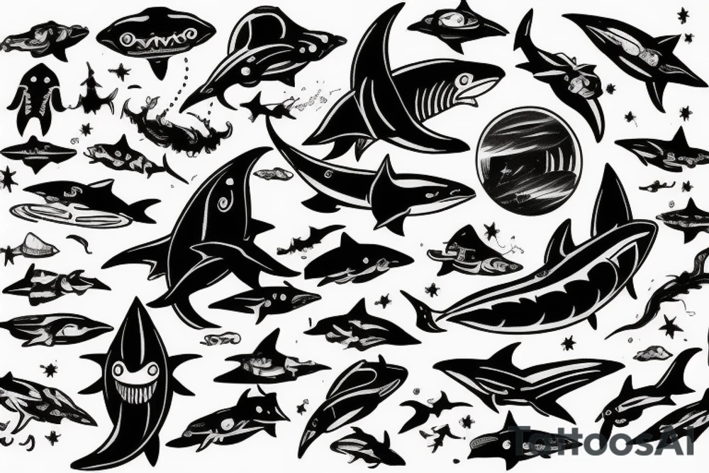 A space shark tattoo idea