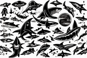 A space shark tattoo idea