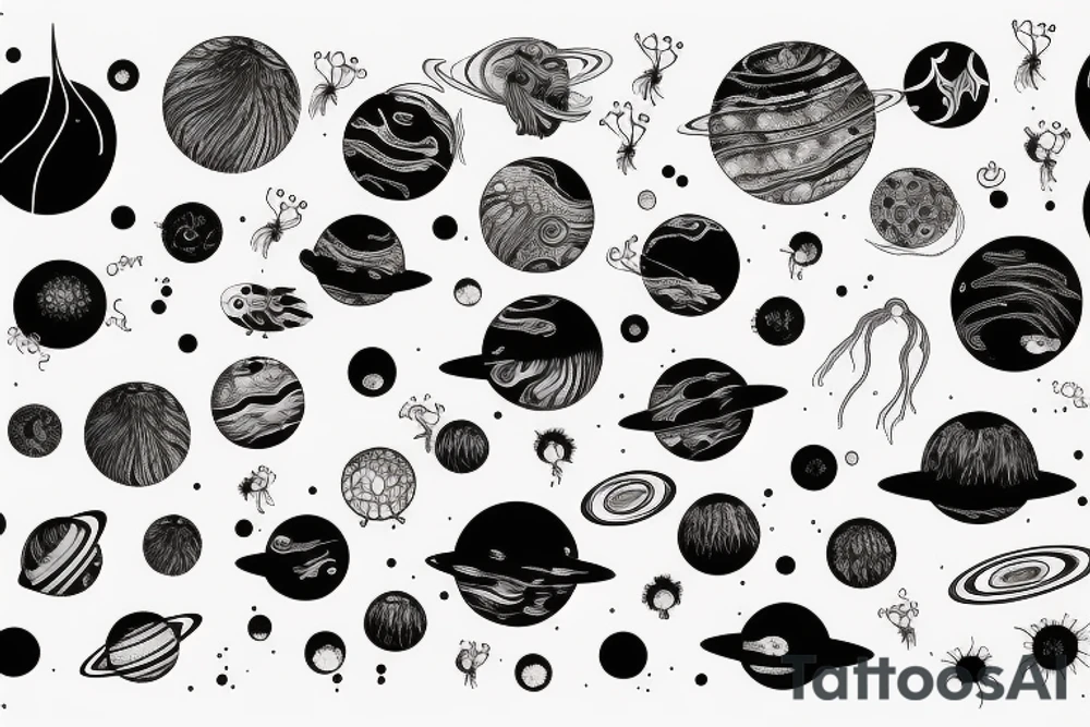 jellyfish mixed with a planet tattoo idea