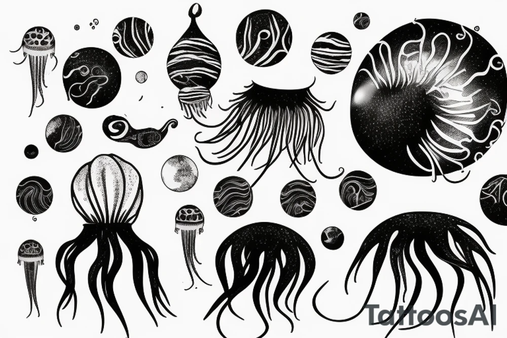 jellyfish mixed with a planet tattoo idea