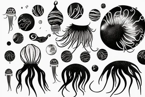jellyfish mixed with a planet tattoo idea