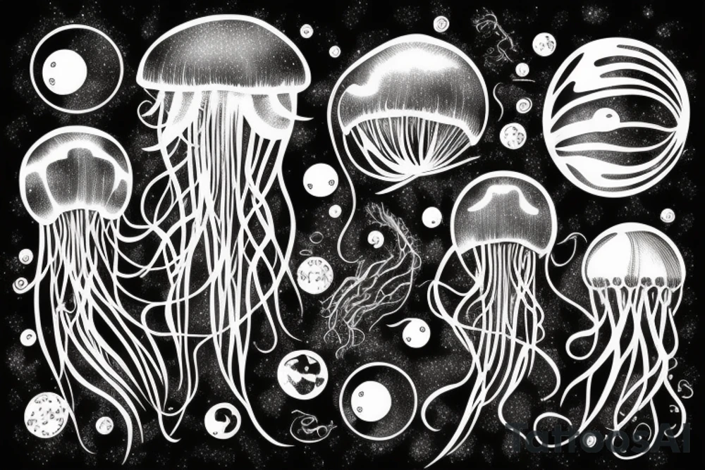 jellyfish mixed with a planet tattoo idea