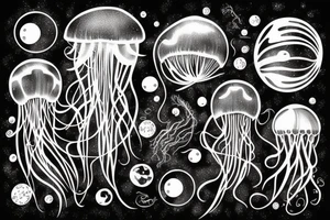 jellyfish mixed with a planet tattoo idea