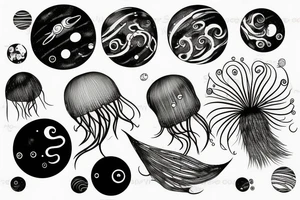jellyfish mixed with a planet tattoo idea