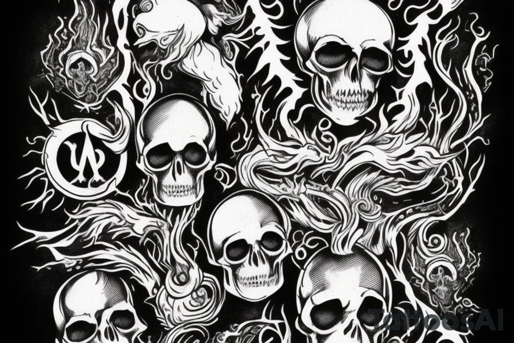 Kali, skulls, blood, poison, lightning and a heart tattoo idea