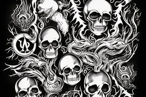 Kali, skulls, blood, poison, lightning and a heart tattoo idea