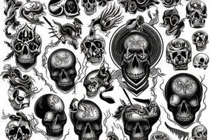 Kali, skulls, blood, poison, lightning and a heart tattoo idea