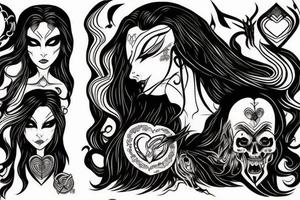 Goddes of destruction, blood, poison, lightning and a heart tattoo idea