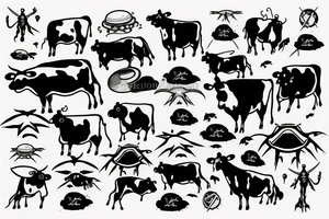 Cow abducting aliens with rays tattoo idea