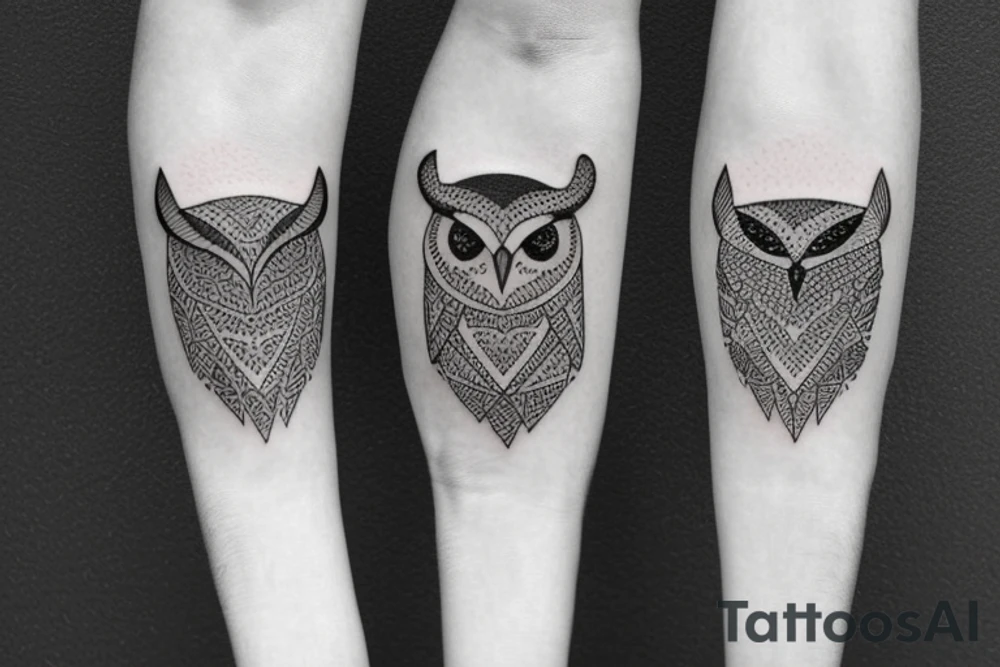 owl and bear tattoo idea