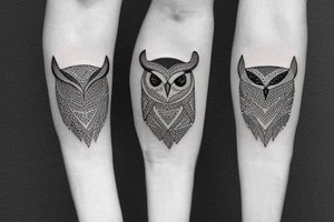 owl and bear tattoo idea