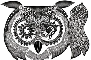owl and bear under eachother tattoo idea