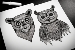 bear and owl tattoo idea